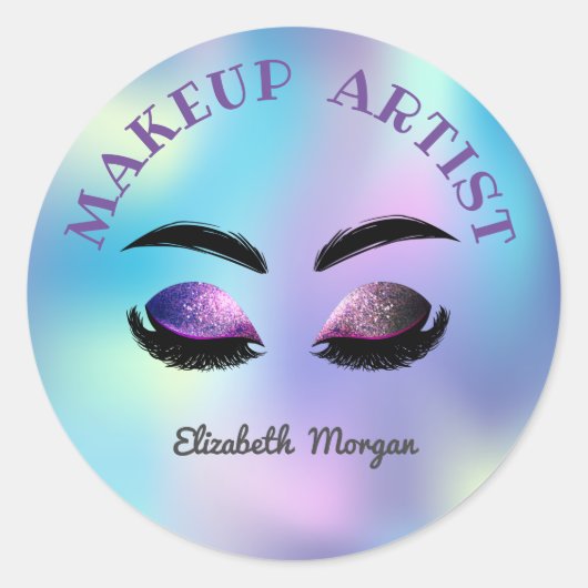 グリッターフェイクの発疹、虹色のホログラム、メイクアップ ラウンドシール (正面)