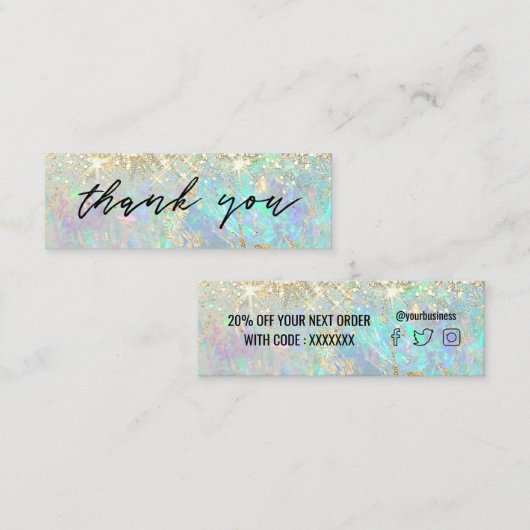 グリッターフェイクオパール背景 スキニー名刺 (正面/裏面)