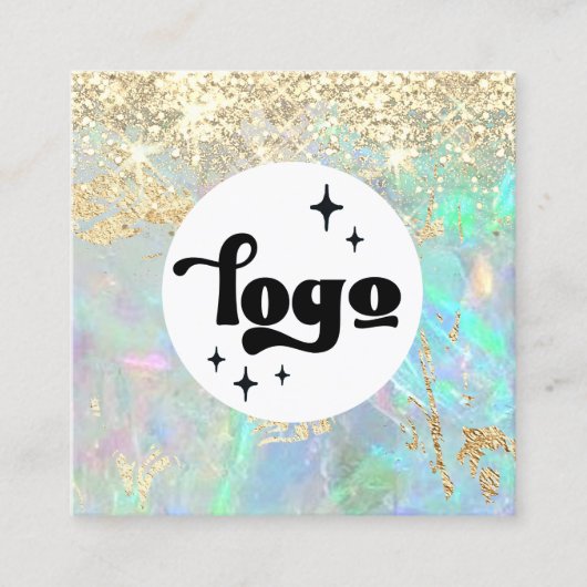 グリッターフェイクオパール スクエア名刺 (正面)