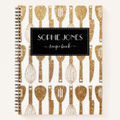 グリッターフェイクキュートキッチン用具パターンレシピ ノートブック (正面)