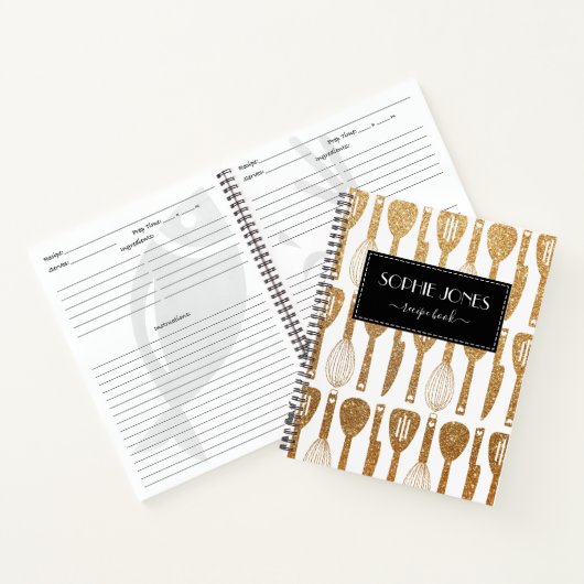 グリッターフェイクキュートキッチン用具パターンレシピ ノートブック (内部)