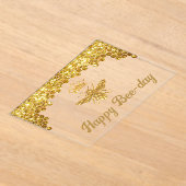 グリッターフェイククイーンビーハッピーバースデー アクリル招待状 (レイダウン)