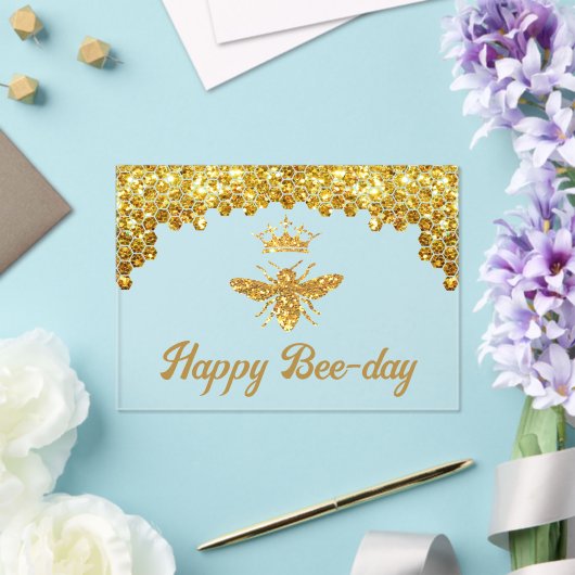 グリッターフェイククイーンビーハッピーバースデー アクリル招待状 (インサイチュ (ウェディング))