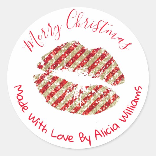 グリッターフェイククリスマスDIY手作りビジネスラベル ラウンドシール (正面)