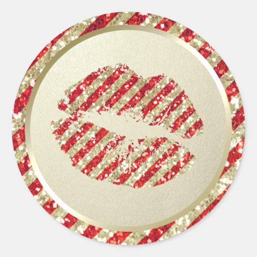 グリッターフェイククリスマスDIY手作りリップバームラベル ラウンドシール (正面)