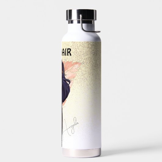 グリッターフェイクサロンヘアピンク金ゴールドウォーターボトル ウォーターボトル (左面)