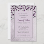 グリッターフェイクシルバーパープル紙吹雪ブライダルシャワー 招待状 (正面)