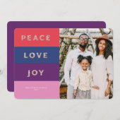 グリッターフェイクジュエルストライプのトーンクリスマスカード 招待状 (正面/裏面)