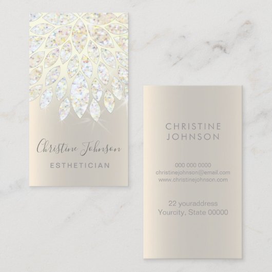 グリッターフェイクダリア宝石デザイン 名刺 (正面/裏面)