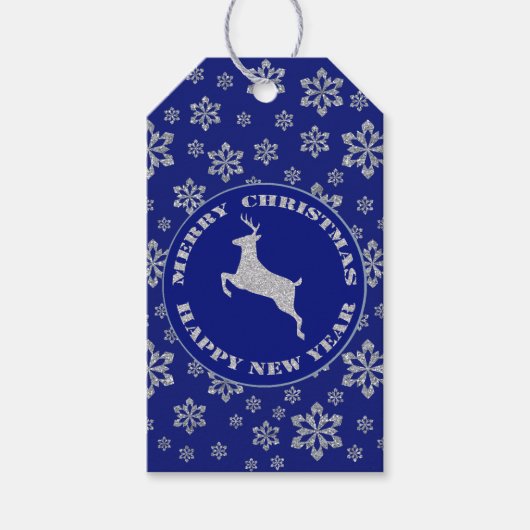 グリッターフェイクトナディアスノーフレーククリスマス ギフトタグ (正面)