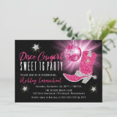 グリッターフェイクピンクディスコ女性のカーボーイスウィート16パーティー 招待状 (スタンド正面)