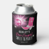 グリッターフェイクピンクディスコ女性のカーボーイスウィート16パーティー 缶クーラー (缶正面)