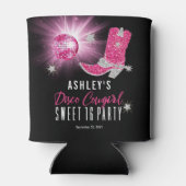 グリッターフェイクピンクディスコ女性のカーボーイスウィート16パーティー 缶クーラー (裏面)