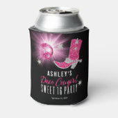 グリッターフェイクピンクディスコ女性のカーボーイスウィート16パーティー 缶クーラー (缶裏面)