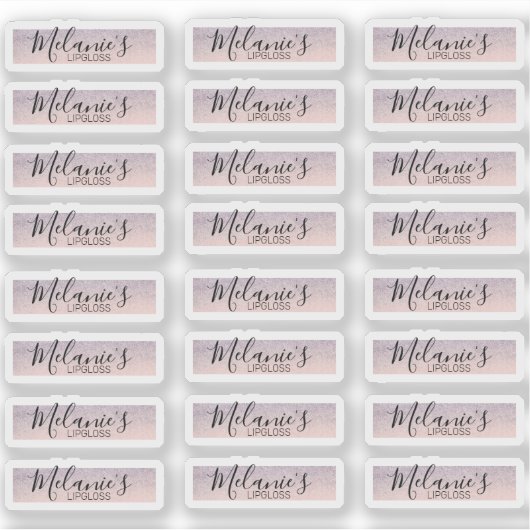 グリッターフェイクピンクリップグロスロゴブランディング シール (正面)