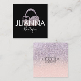 グリッターフェイクブティックアパレル白黒 スクエア名刺