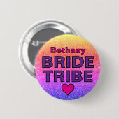 グリッターフェイクブライドトライブ名前をカスタムする 缶バッジ (正面&裏面)