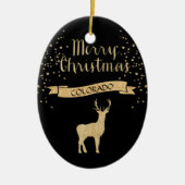 グリッターフェイクブラック金ゴールドエルクコロラド セラミックオーナメント (正面)