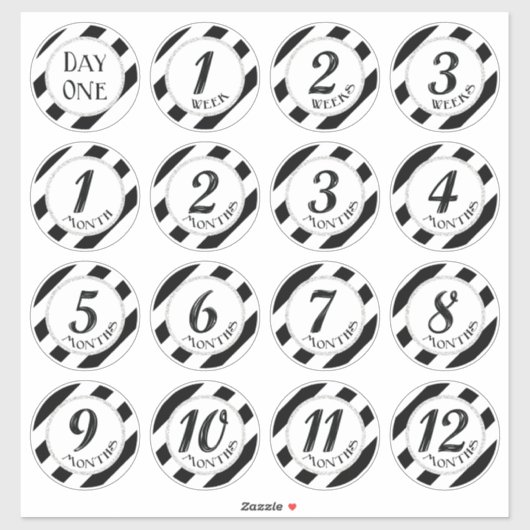 グリッターフェイクベビーマイルストーンステッカー シール (シート)