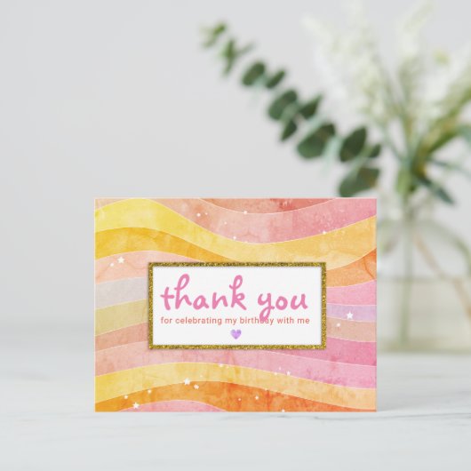 グリッターフェイクユニコーン誕生日ありがとう ポストカード (スタンド正面)