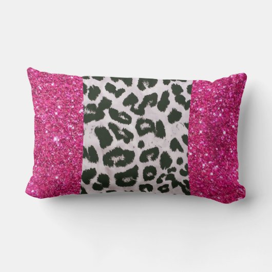 グリッターフェイクレオパードプリントランバー装飾用クッション ランバークッション (裏面)