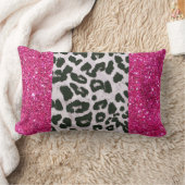 グリッターフェイクレオパードプリントランバー装飾用クッション ランバークッション (ブランケット)