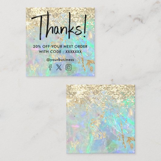 グリッターフェイク宝石オパール組織 スクエア名刺 (正面/裏面)