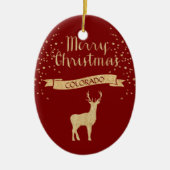 グリッターフェイク金ゴールドエルクコロラド セラミックオーナメント (正面)