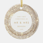 グリッターフェイク金ゴールドサークル1stクリスマスマイルストーン セラミックオーナメント (正面)