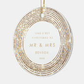 グリッターフェイク金ゴールドサークル1stクリスマスマイルストーン セラミックオーナメント (左)