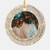 グリッターフェイク金ゴールドサークル1stクリスマスマイルストーン セラミックオーナメント (裏面)