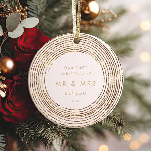 グリッターフェイク金ゴールドサークル1stクリスマスマイルストーン セラミックオーナメント