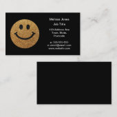 グリッターフェイク金ゴールドハッピー顔 – マットスパークル 名刺 (正面/裏面)