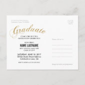 グリッターフェイク金ゴールド大学院写真はがき招待状 インビテーションポストカード (裏面)