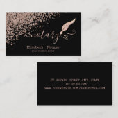 グリッターフェザー公証人バラ金ゴールドダイヤモンドブラック 名刺 (正面/裏面)