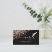 グリッターフェザー公証人バラ金ゴールドダイヤモンドブラック 名刺 (スタンド正面)