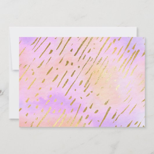 グリッターフォイルルックユニコーンケーキ女の子パーティー任意 招待状 (裏面)