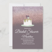 グリッターフォイル結婚ズケーキワンティアブライダルシャワー 招待状 (正面)