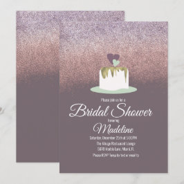 グリッターフォイル結婚ズケーキワンティアブライダルシャワー 招待状