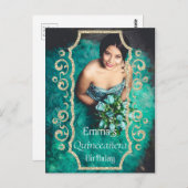 グリッターフォトブラック金ゴールドキンセニェラ誕生日 ポストカード (正面/裏面)