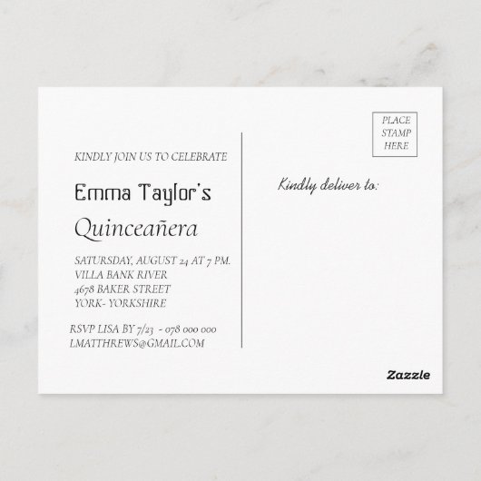 グリッターフォトブラック金ゴールドキンセニェラ誕生日 ポストカード (裏面)