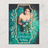 グリッターフォトブラック金ゴールドキンセニェラ誕生日 ポストカード (正面)