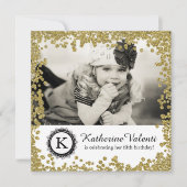 グリッターフォト誕生日パーティーへの招待 招待状 (正面)