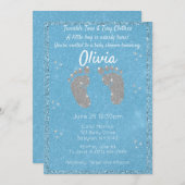 グリッターフットプリント赤ちゃんシャワー招待状 招待状 (正面/裏面)