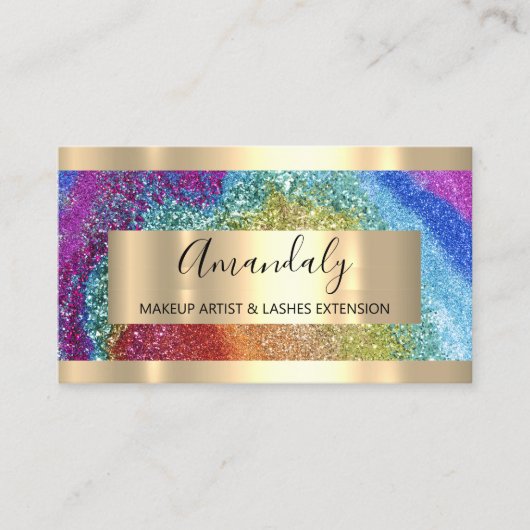 グリッターフレームイベントプランナーレインボーホログラフ 名刺 (正面)