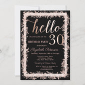 グリッターフレームバラ金ゴールド30th誕生日パーティー 招待状 (正面)