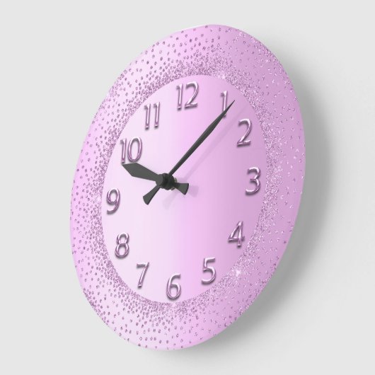 グリッターフレームピンクスイートナンバ赤面美しい ラージ壁時計 (傾斜)