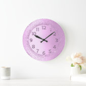 グリッターフレームピンクスイートナンバ赤面美しい ラージ壁時計 (ホーム)