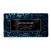 グリッターフレームブルーネイビーRSVPアドレスブティック ラベル (正面)