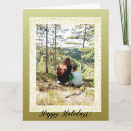 グリッターフレームワンフォトハッピーホリデー カード